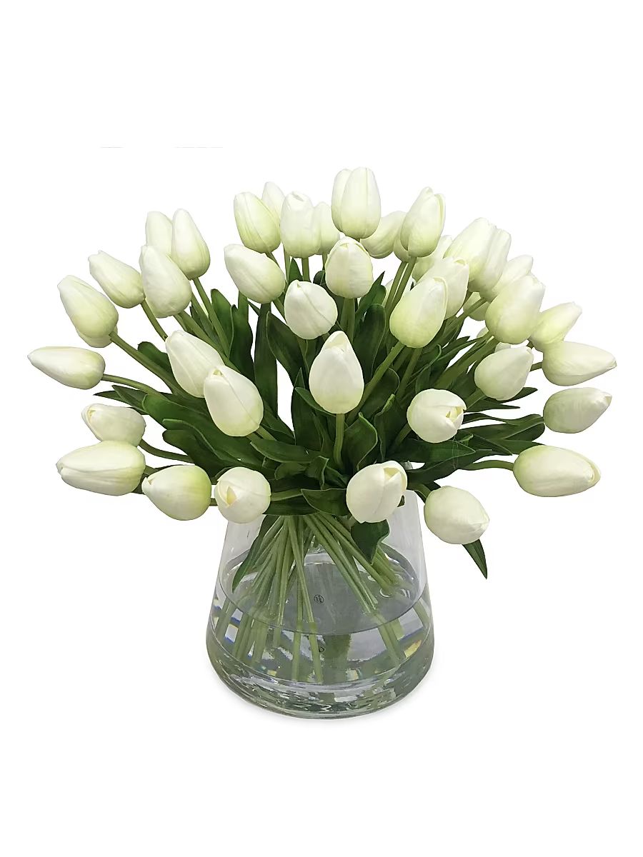 Faux Tulip Floral Arrangement - White