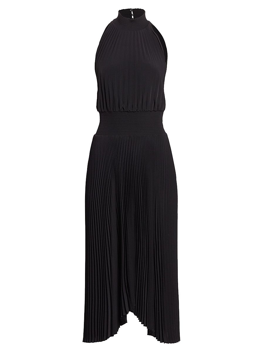Women's Renzo Plissé Halter Midi Dress - Black - Size 14