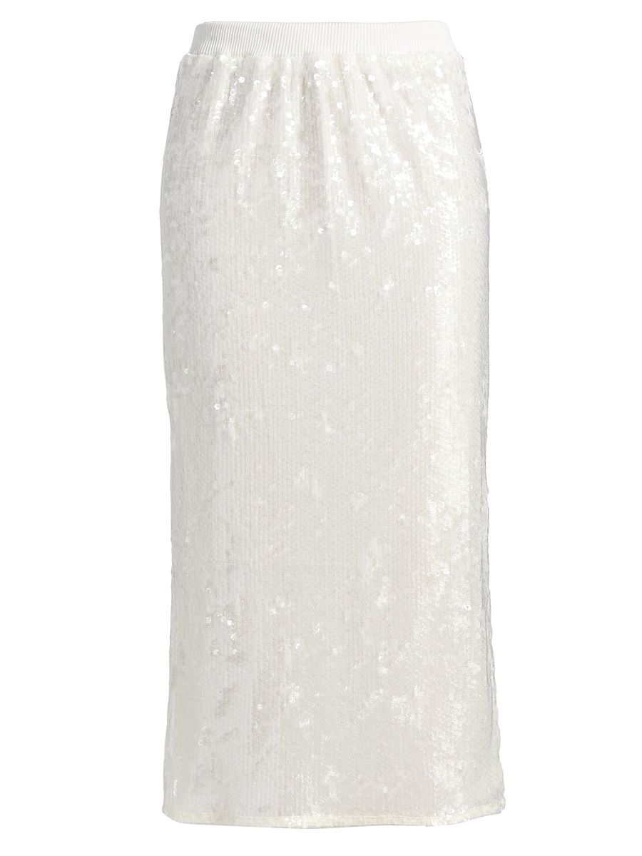 Women's Annita Sequined Midi-Skirt - Winter White Sequin - Size Large