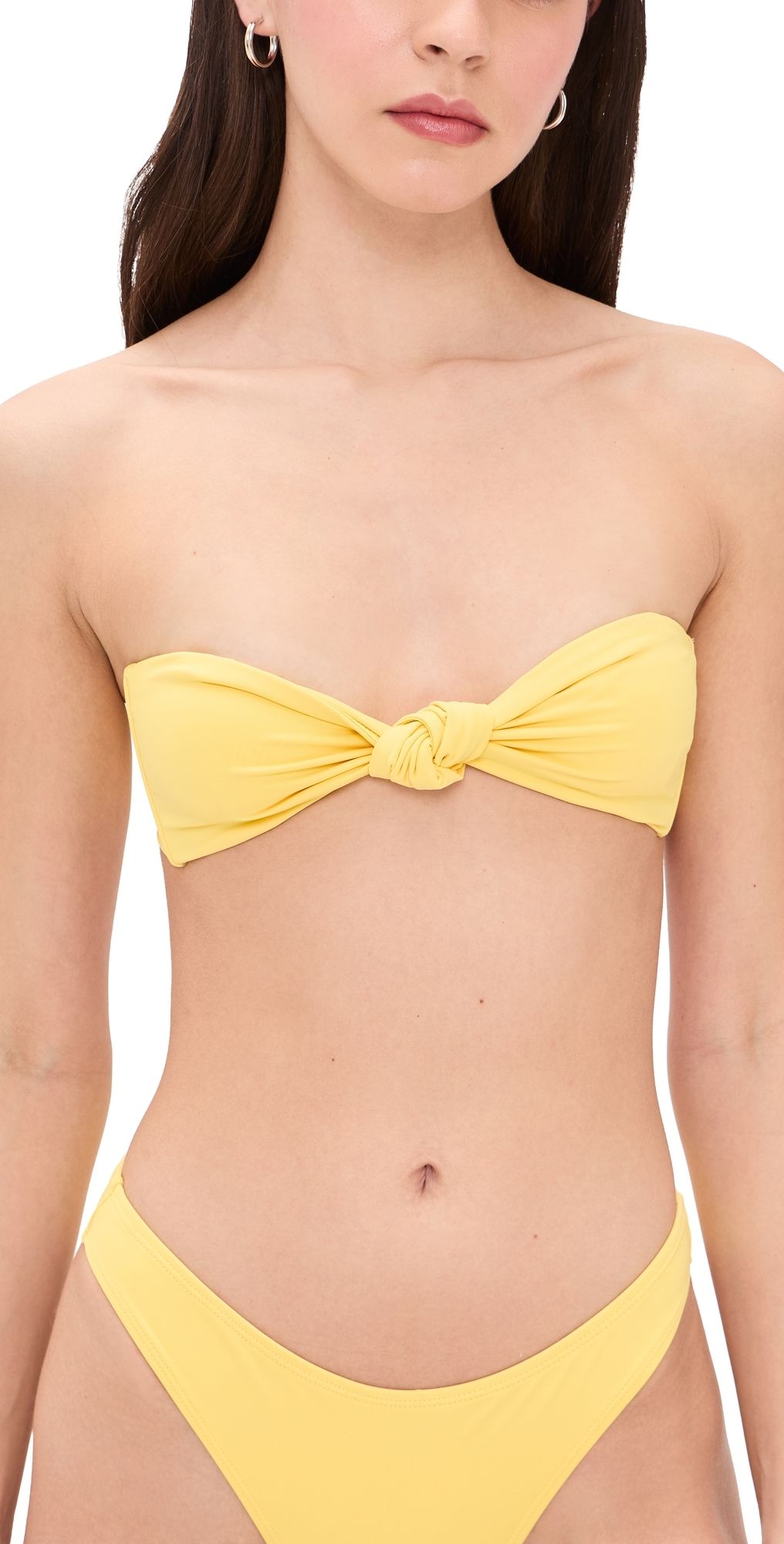 Good American Matte Twist Bandeau Bikini Top Lemon Light 1XL