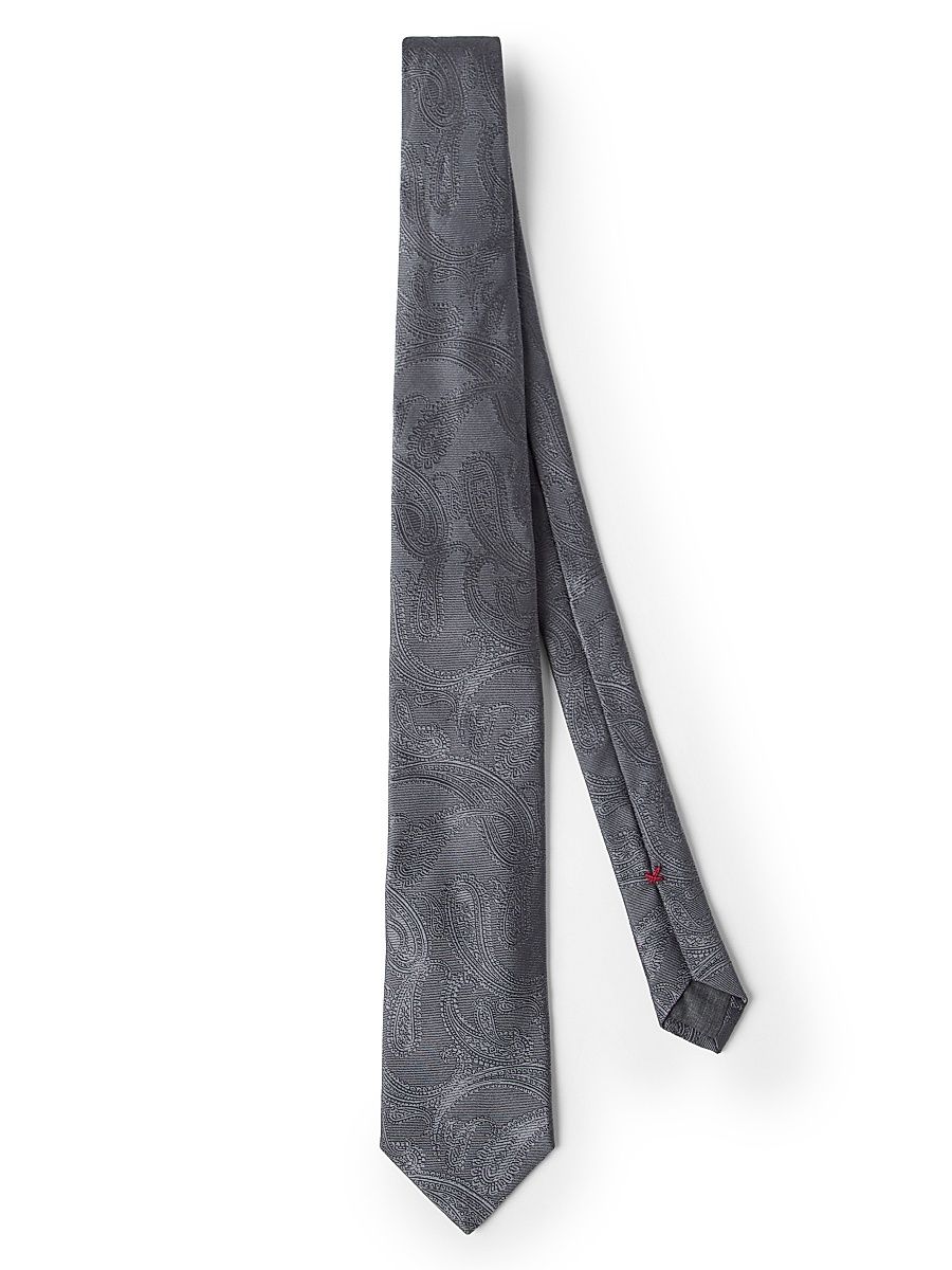 Men's Paisley Silk Tie - Lead