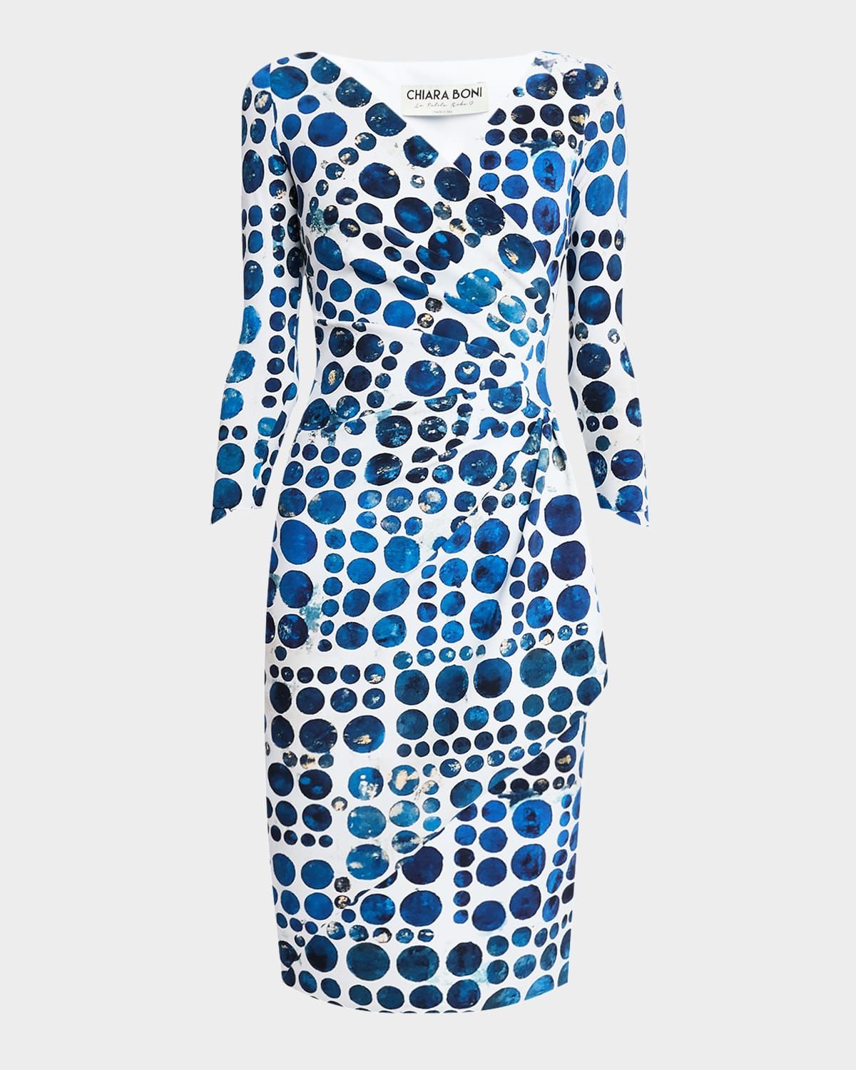 Charisse Pleated Dot-Print Bodycon Dress