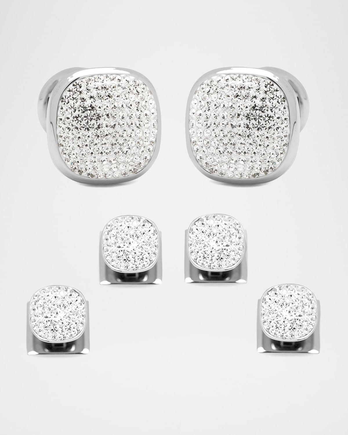 White Preciosa Pave Cuff Links Stud Set