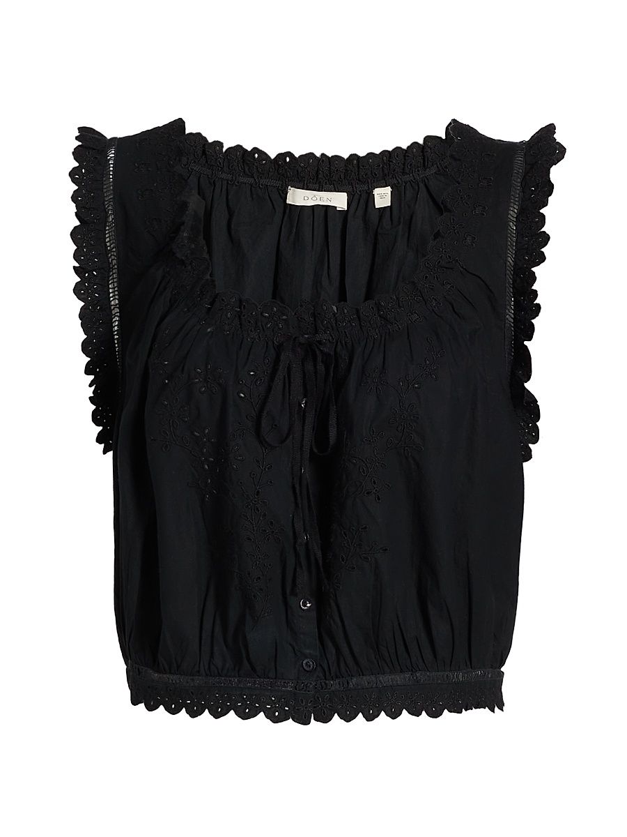 Women's Traveler Eyelet Top - Black - Size XXS