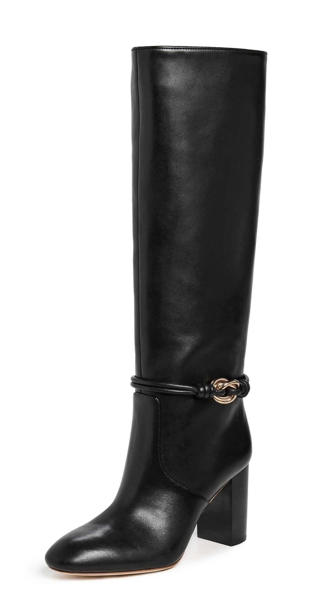 Loeffler Randall Goldy Tall Boots with Hardware Black/Gold 6