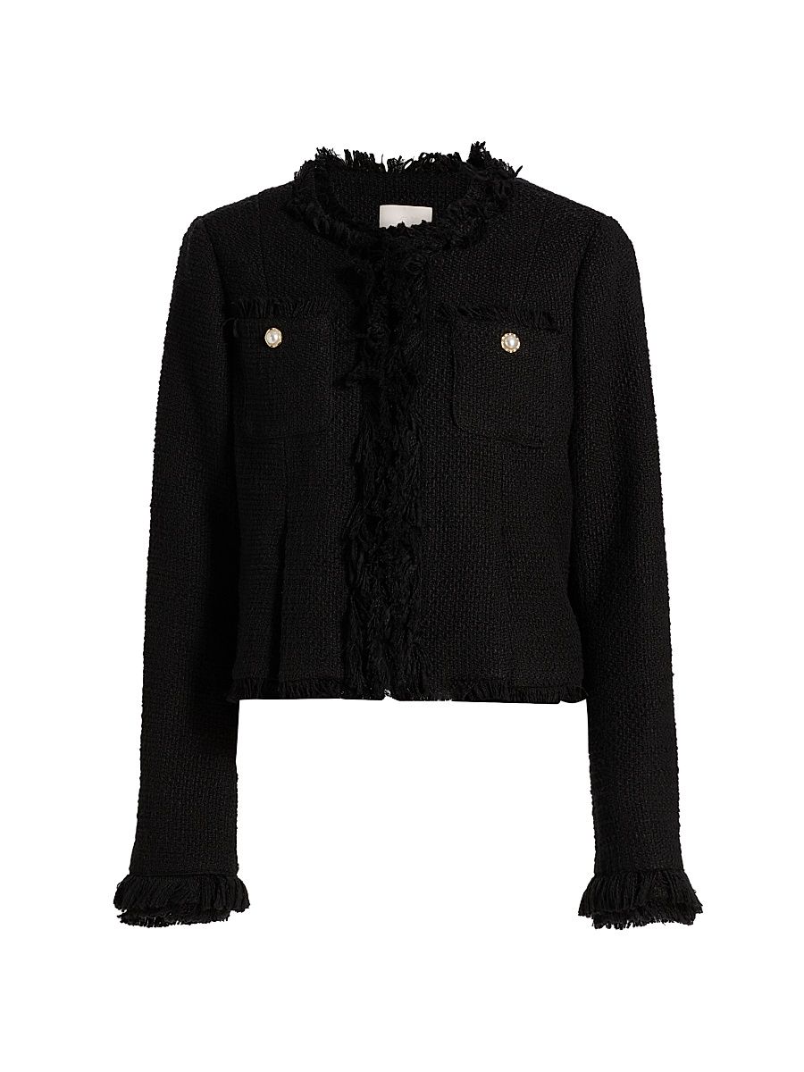 Women's Misty Tweed Handkerchief Jacket - Black - Size 14