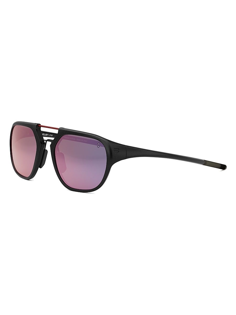 Men's Line 53MM Pilot Sunglasses - Black Purple Mirror