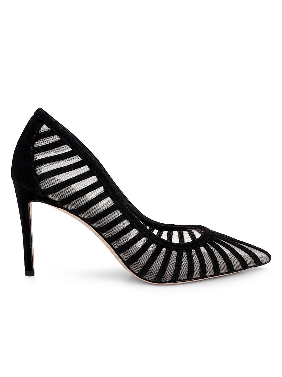 Women's Lenox 90MM Suede-Mesh Pumps - Black Suede - Size 10