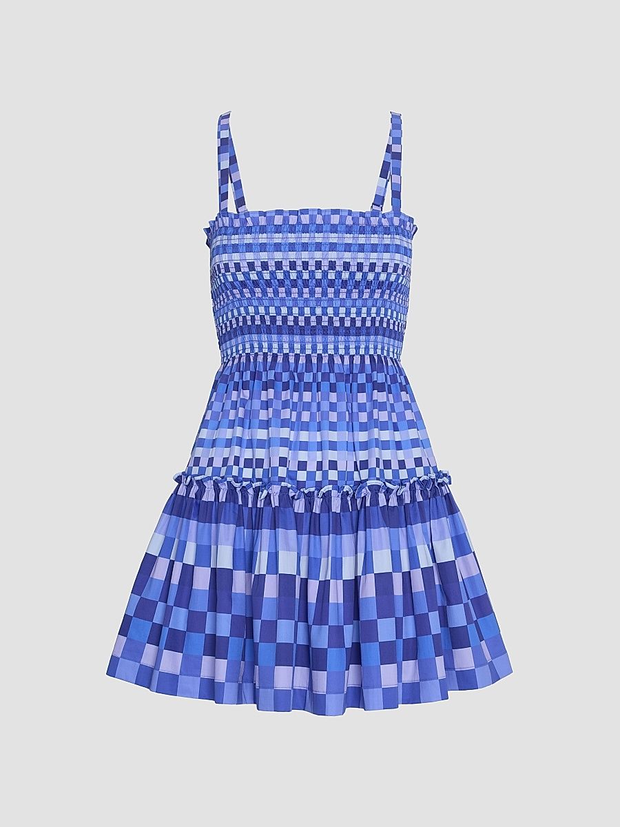 Women's The Seraphina Mini Nap Dress - Blue Indigo Tilework - Size XXXS