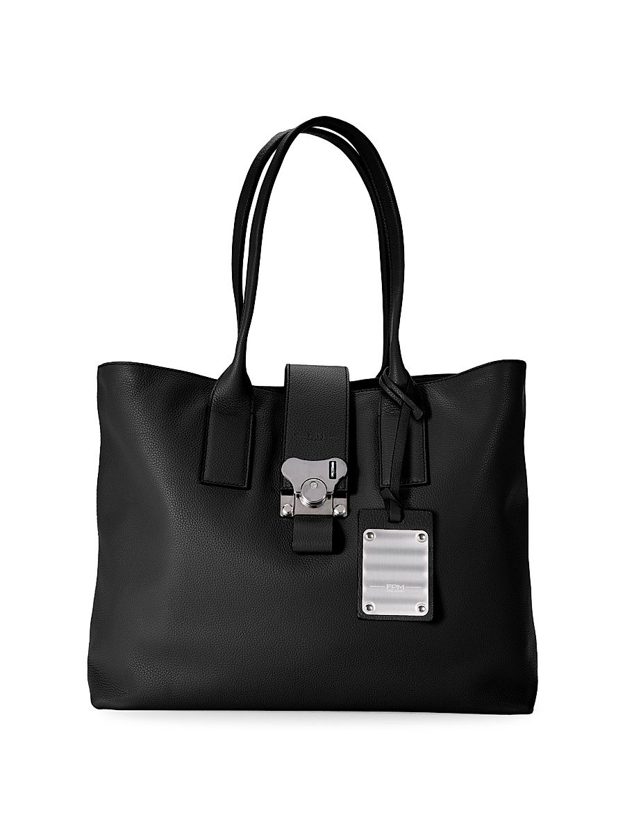 Men's On The Road Leather East West Tote - Black Leather