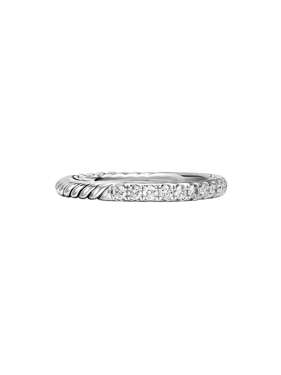 Women's Cable Collectibles Stack Ring in Sterling Silver - Diamond - Size 7