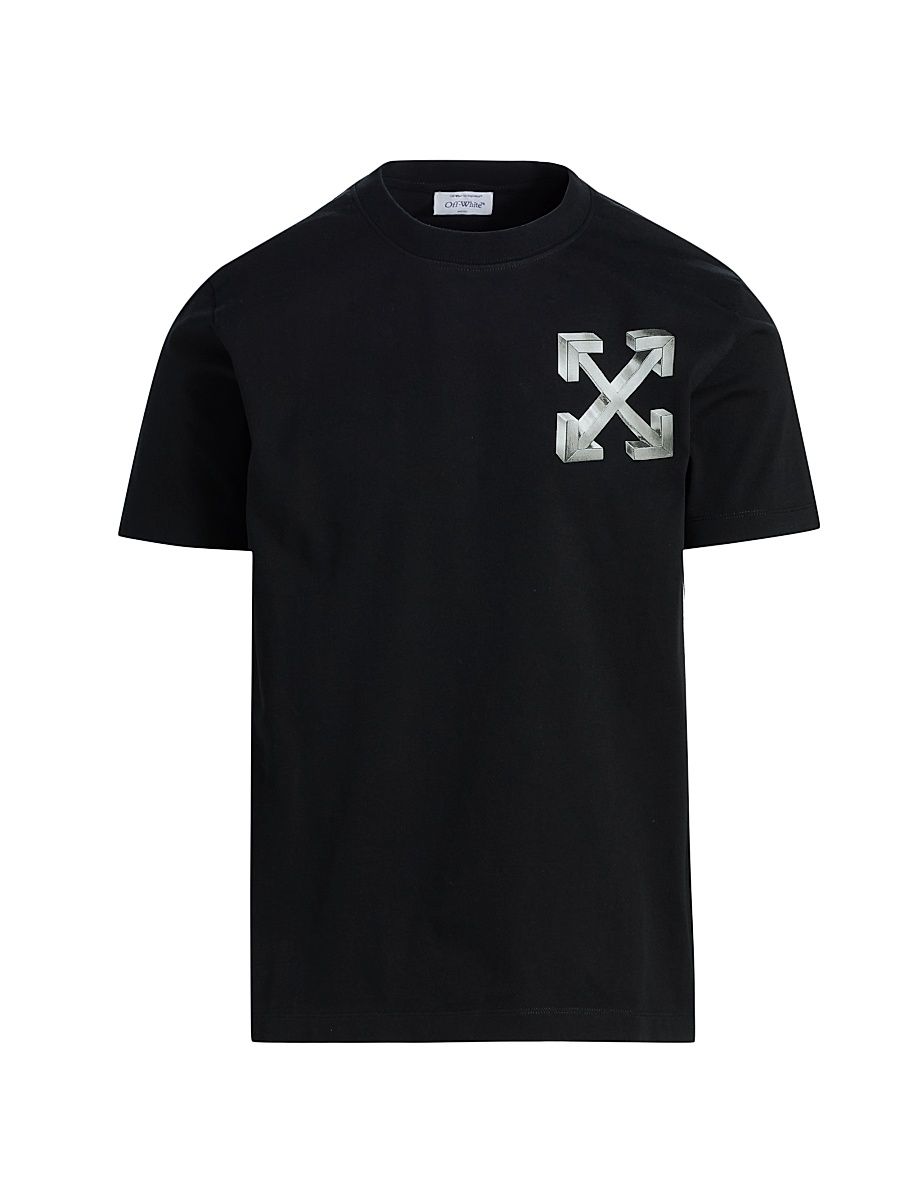 Men's Metal Off Logo Slim-Fit T-Shirt - Black Silver - Size XXXL