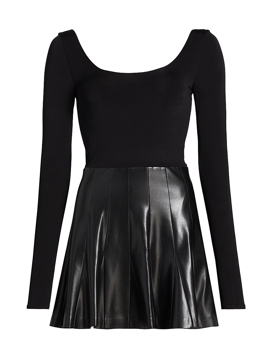 Women's Chara Long-Sleeve Faux-Leather Minidress - Black - Size 10