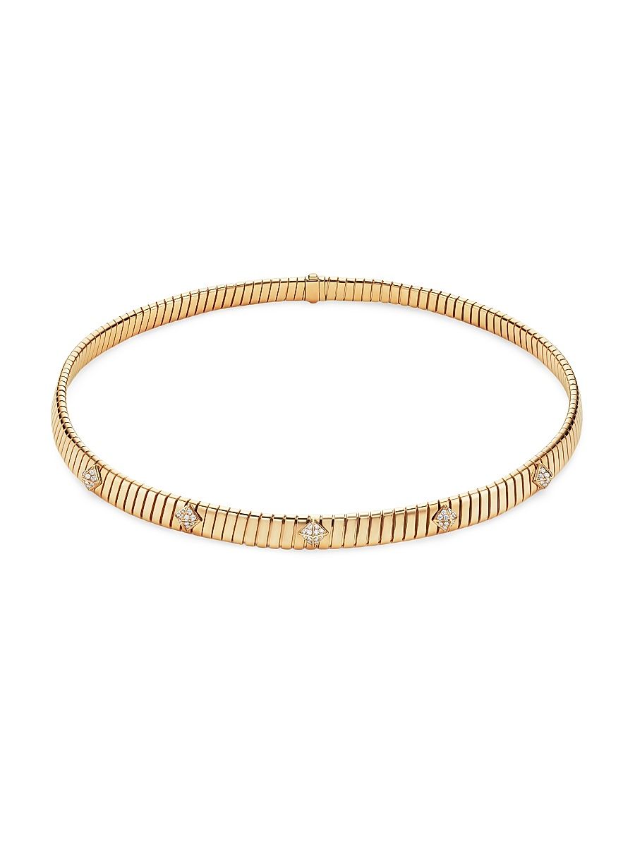 Women's Tubogas 18K Yellow Gold & 0.48 TCW Diamond Necklace - Yellow Gold - Size Large