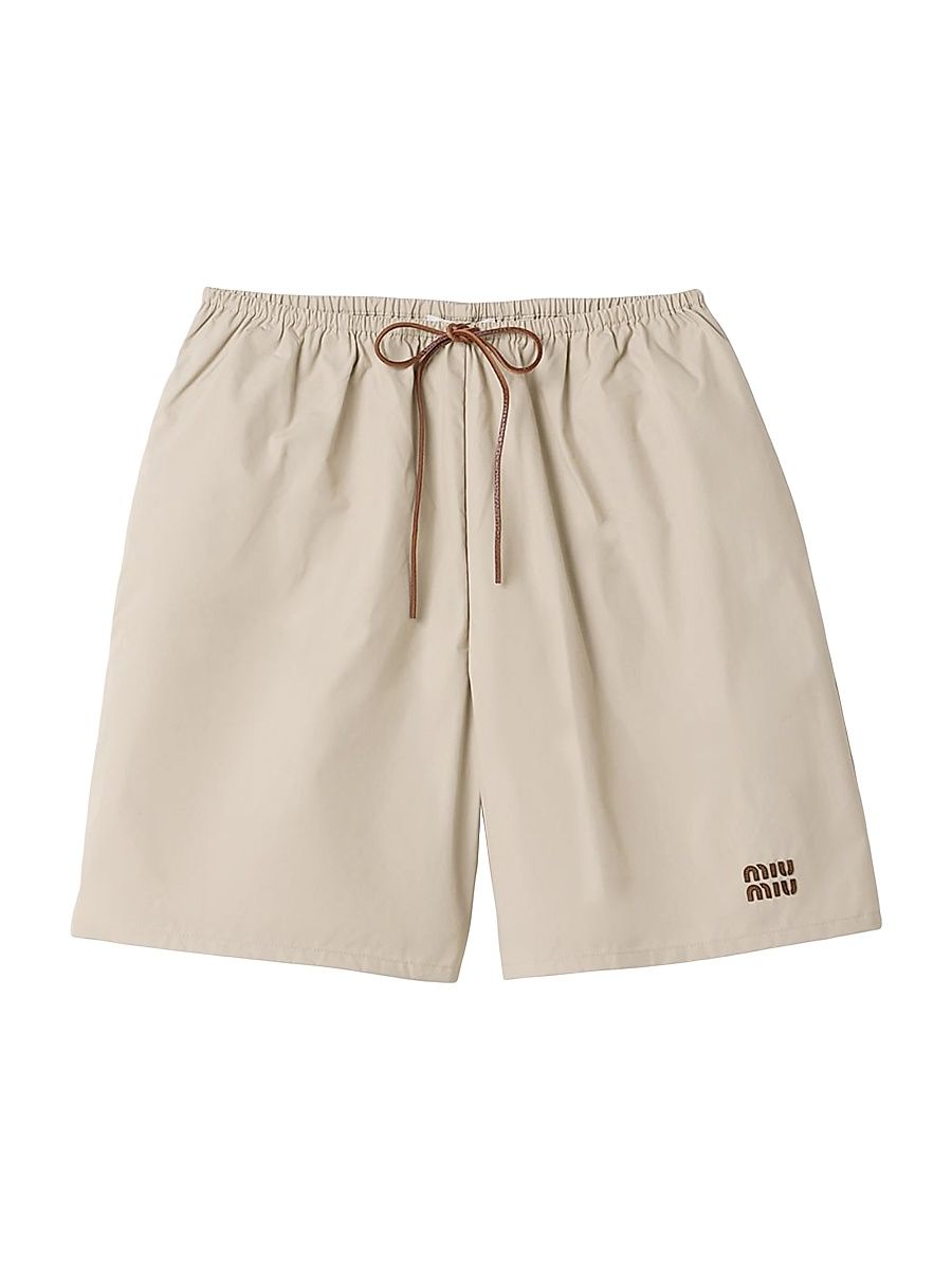 Women's Panama Cotton Bermudas Shorts - Beige Khaki - Size 4