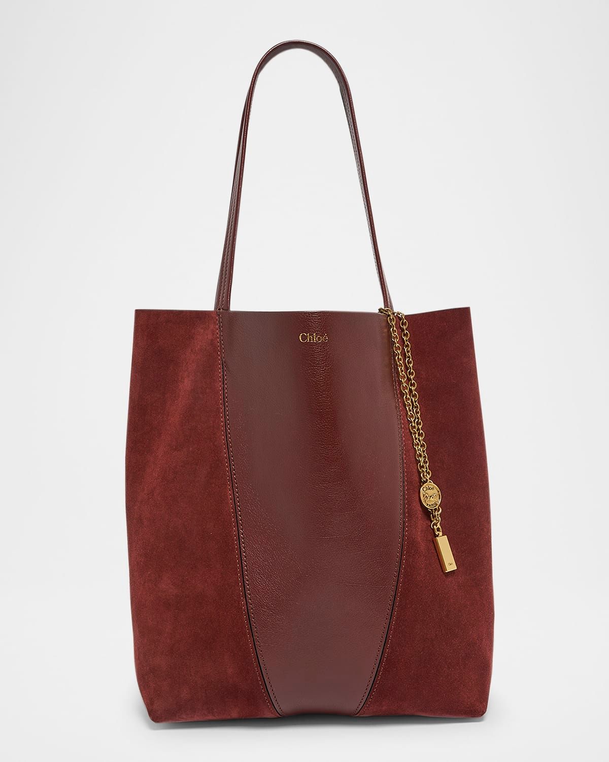 Spin Tote Bag in Grain Leather & Suede