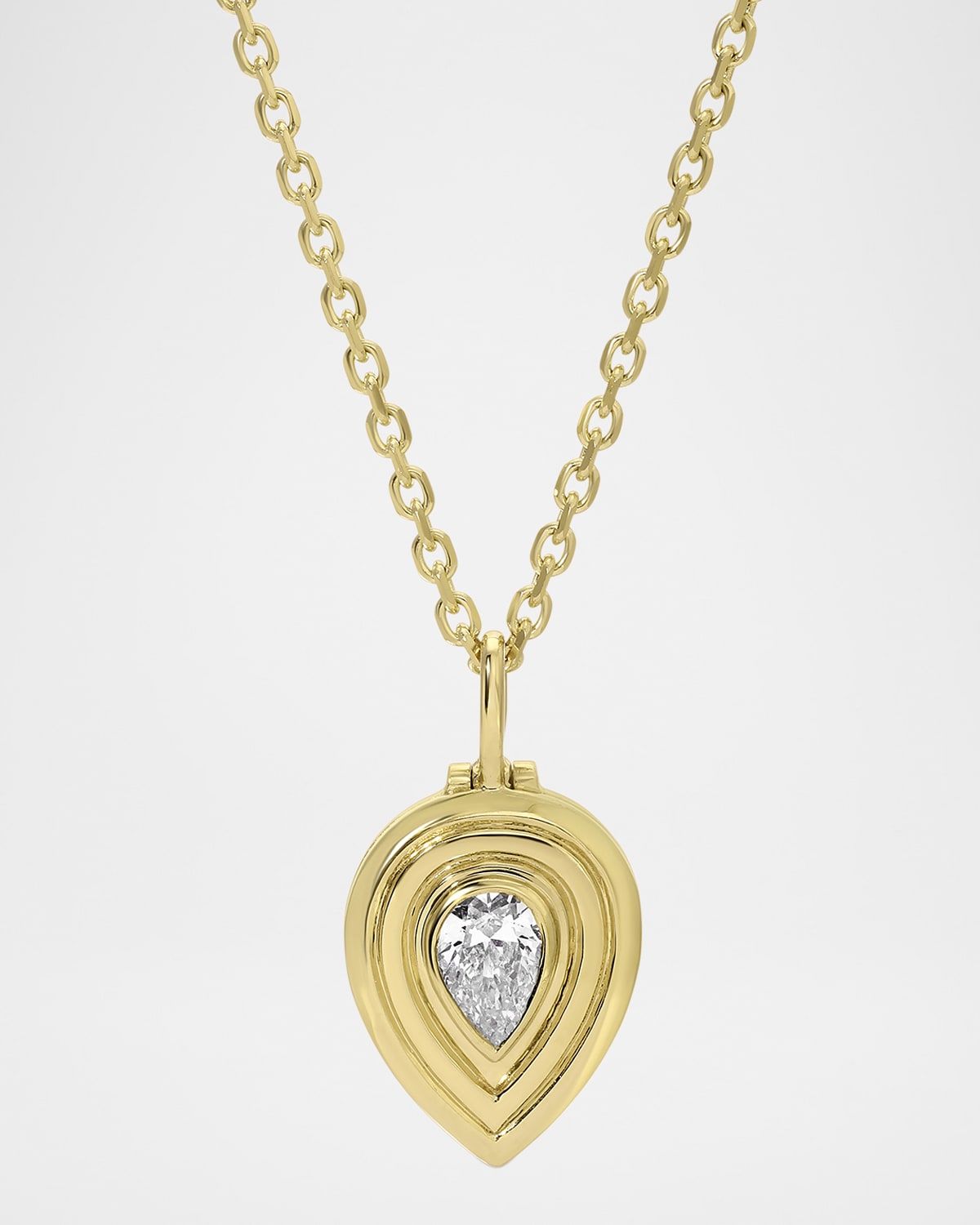 18K Yellow Gold Pear Shaped Diamond Loulou Locket Necklace