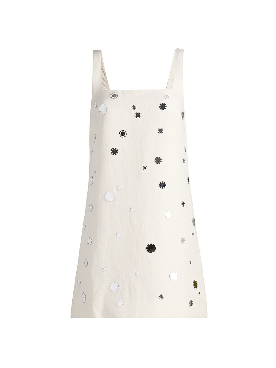 Women's Barton Mirror Embellished Linen-Blend Minidress - Cream - Size 12