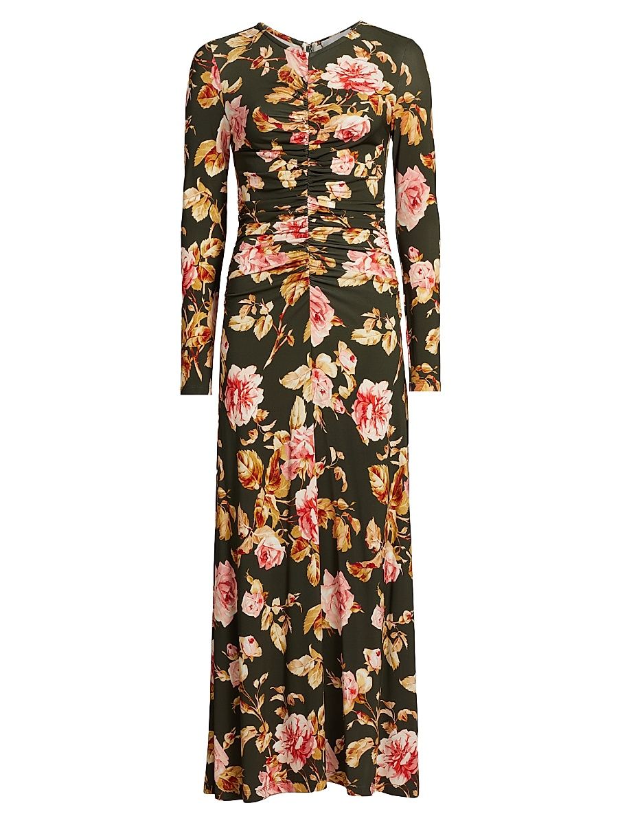 Women's Maisy Jersey Maxi Dress - Atha Flora Olive - Size Small