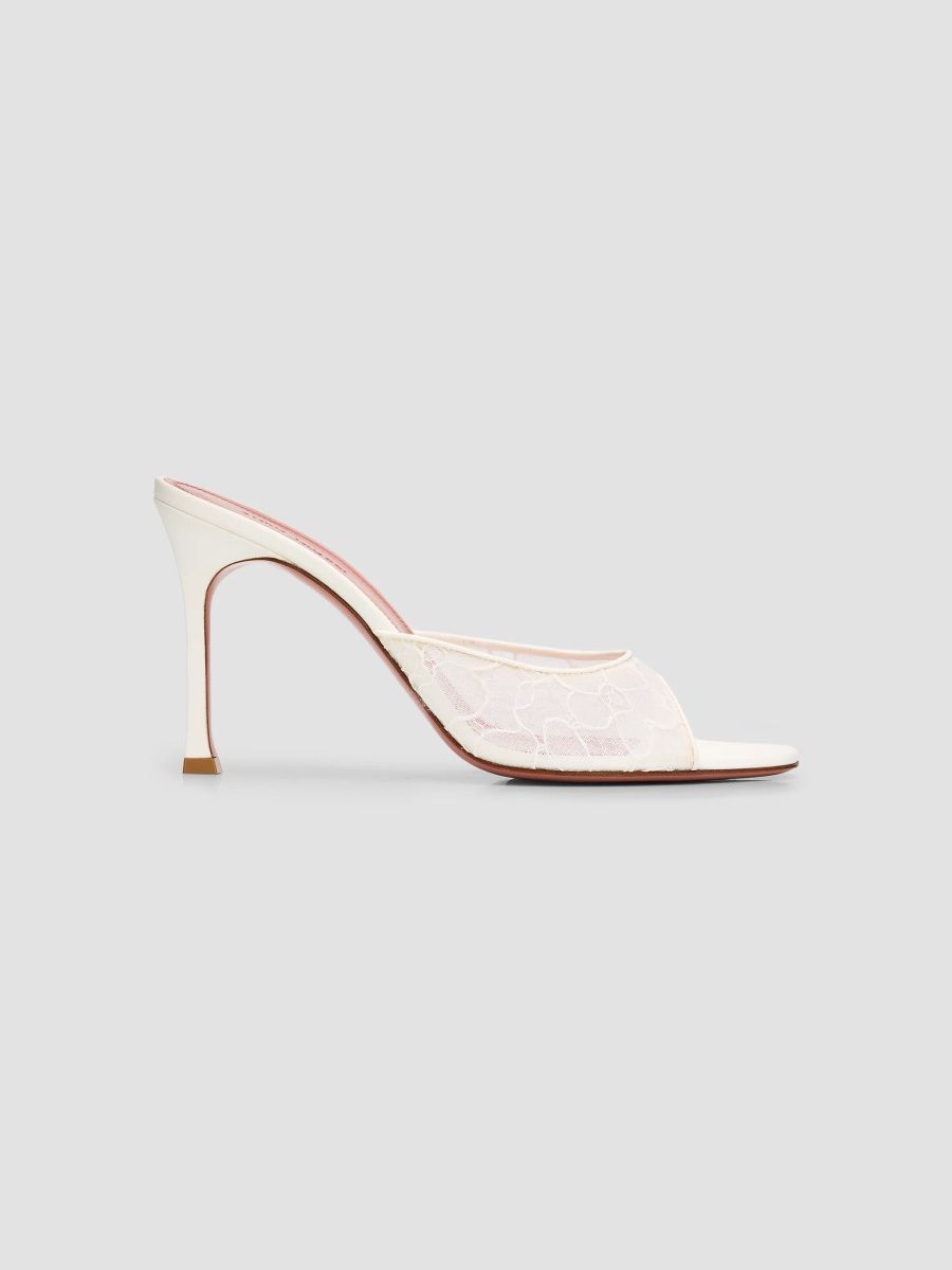 Amina Muaddi Women's Alexa 95MM Lace Slipper Mules - Ivory Lace - Size 12