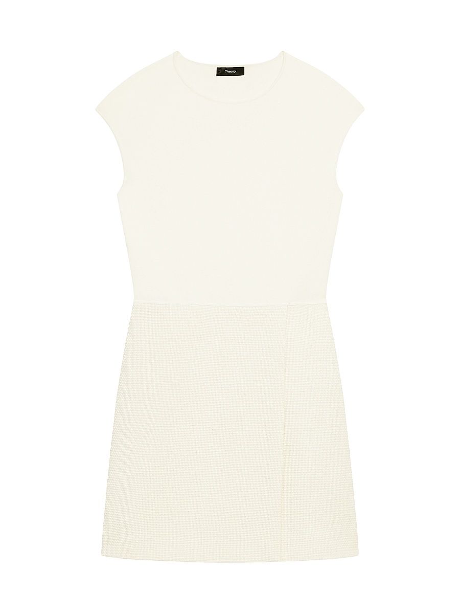 Women's Wrap Skirt Crewneck Minidress - Ivory - Size Medium