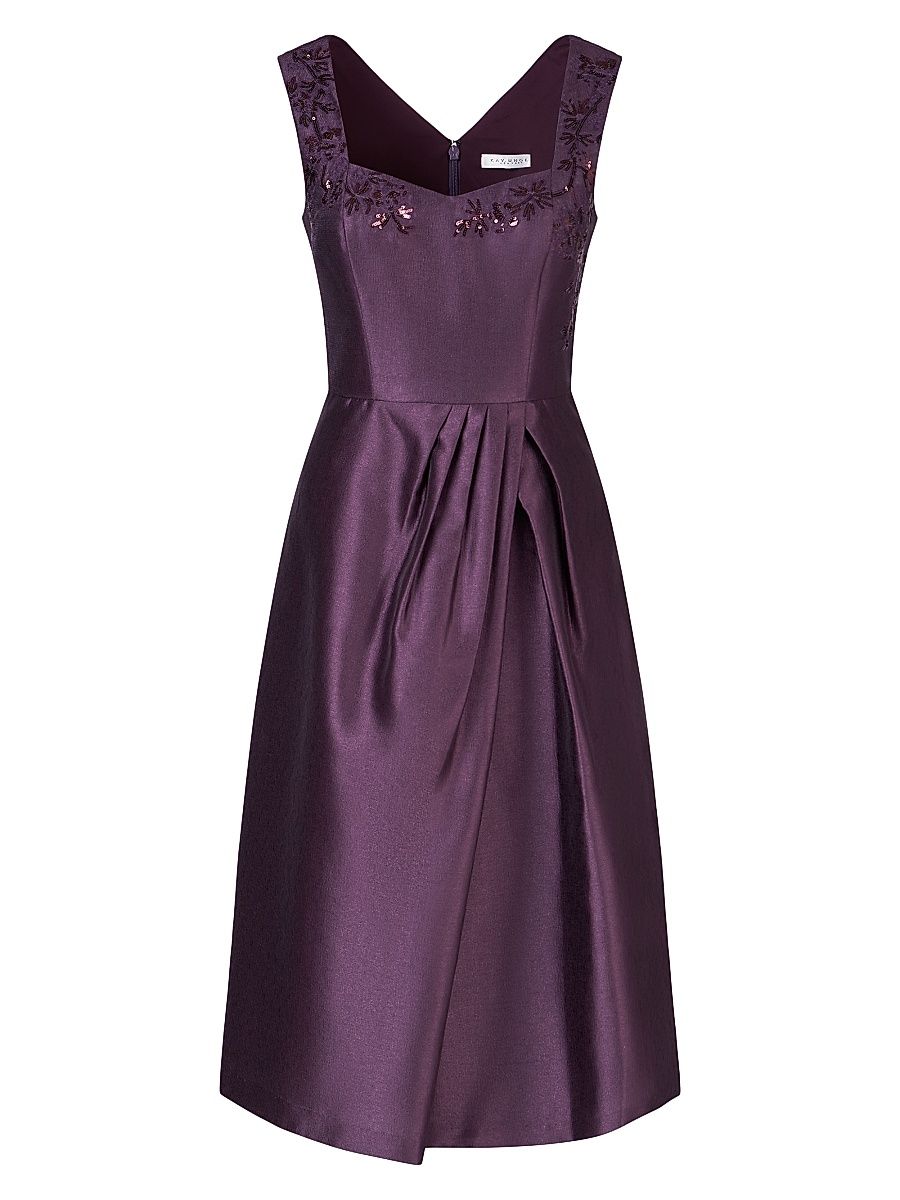 Women's Lilibet Embellished Metallic Organza Cocktail Dress - Fig - Size 10