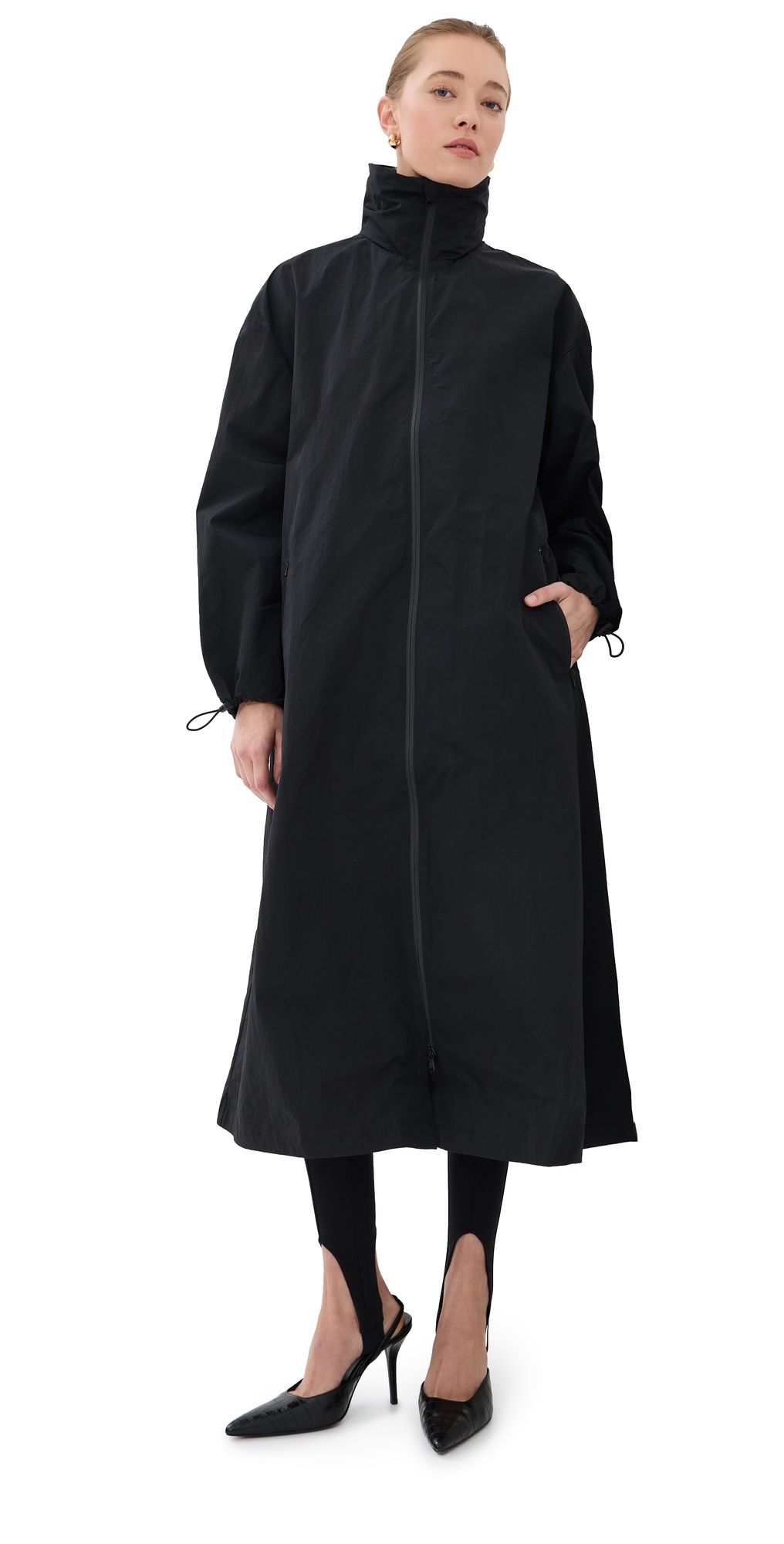 WARDROBE. NYC Translucent Raincoat Black S