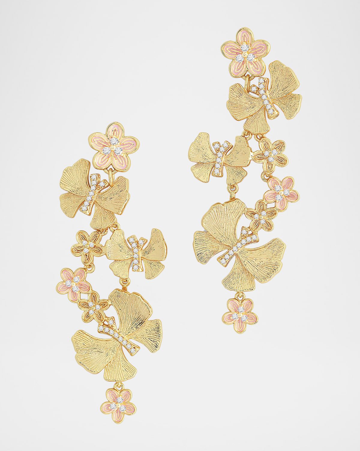 Cubic Zirconia Butterfly and Flower Statement Earrings