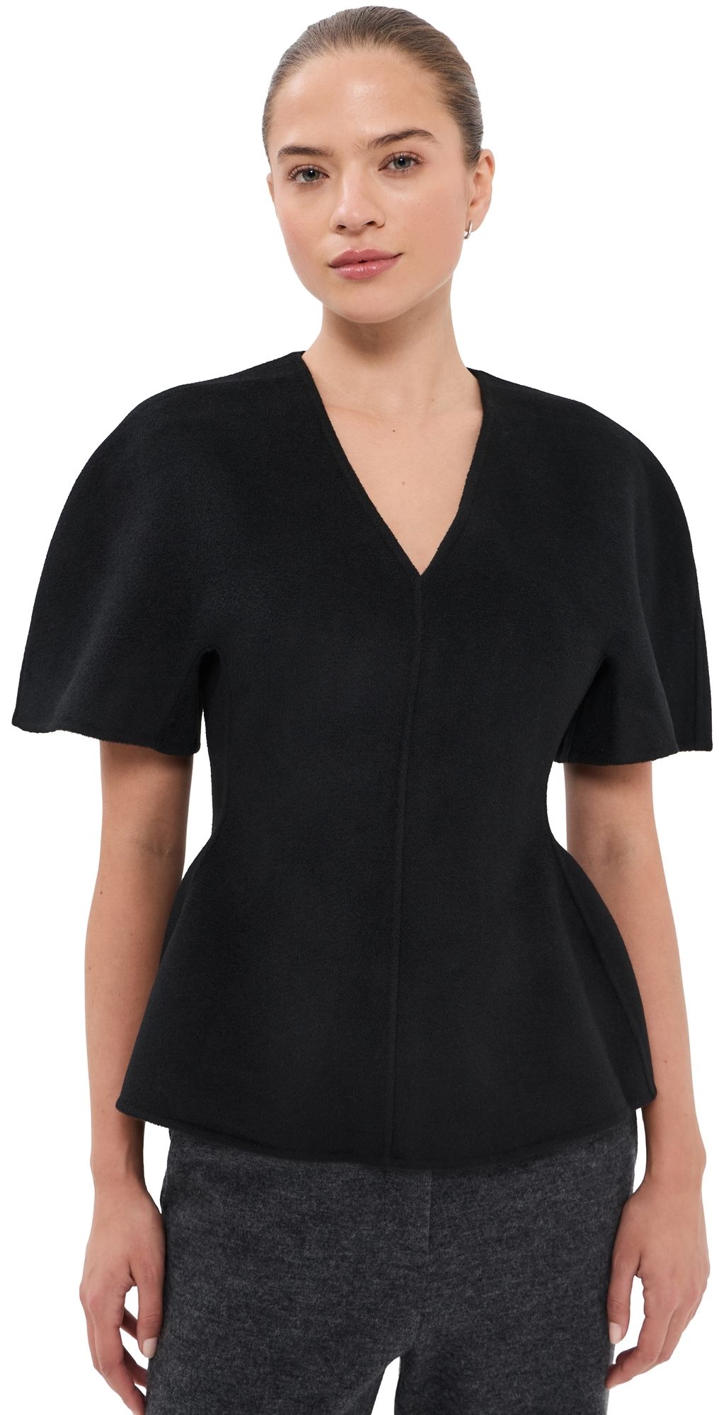 LISA YANG Double V Neck Top Black 40
