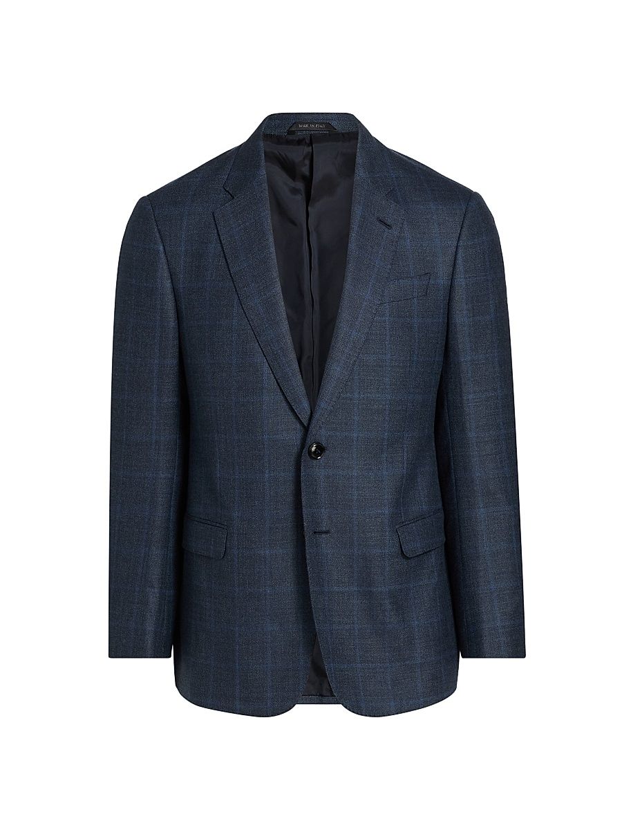 Men's Windowpane Wool-Cashmere Sport Coat - Blue Grey - Size 40
