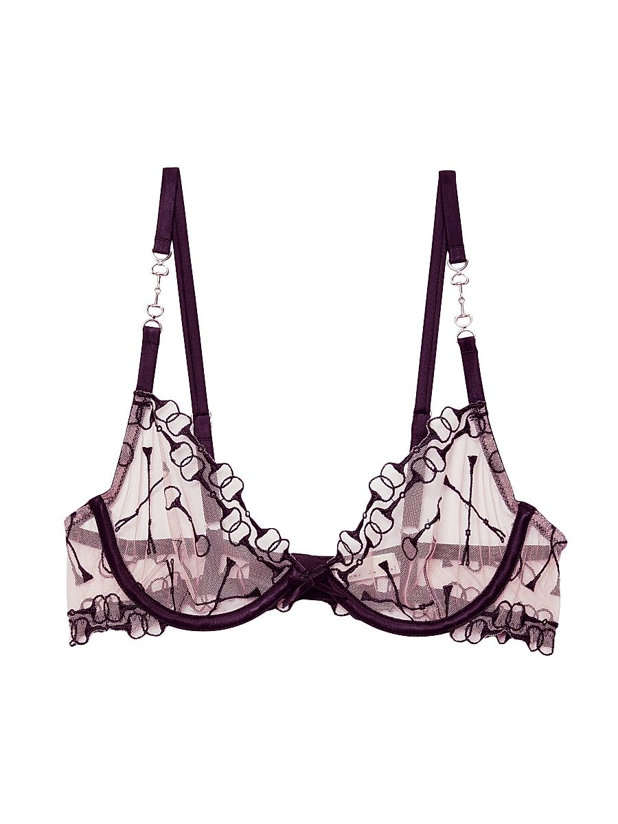 Women's Equestrian Stretch-Silk Bra - Black - Size 36B