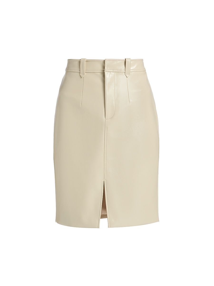 Women's Noelle Patent Faux-Leather Knee-Length Pencil Skirt - Almond - Size 10