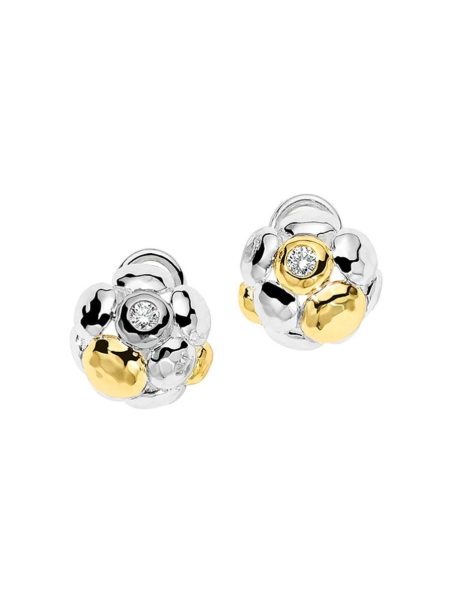 Women's Chimera Sterling Silver, 18K Yellow Gold, & Diamond Cluster Earrings - Silver