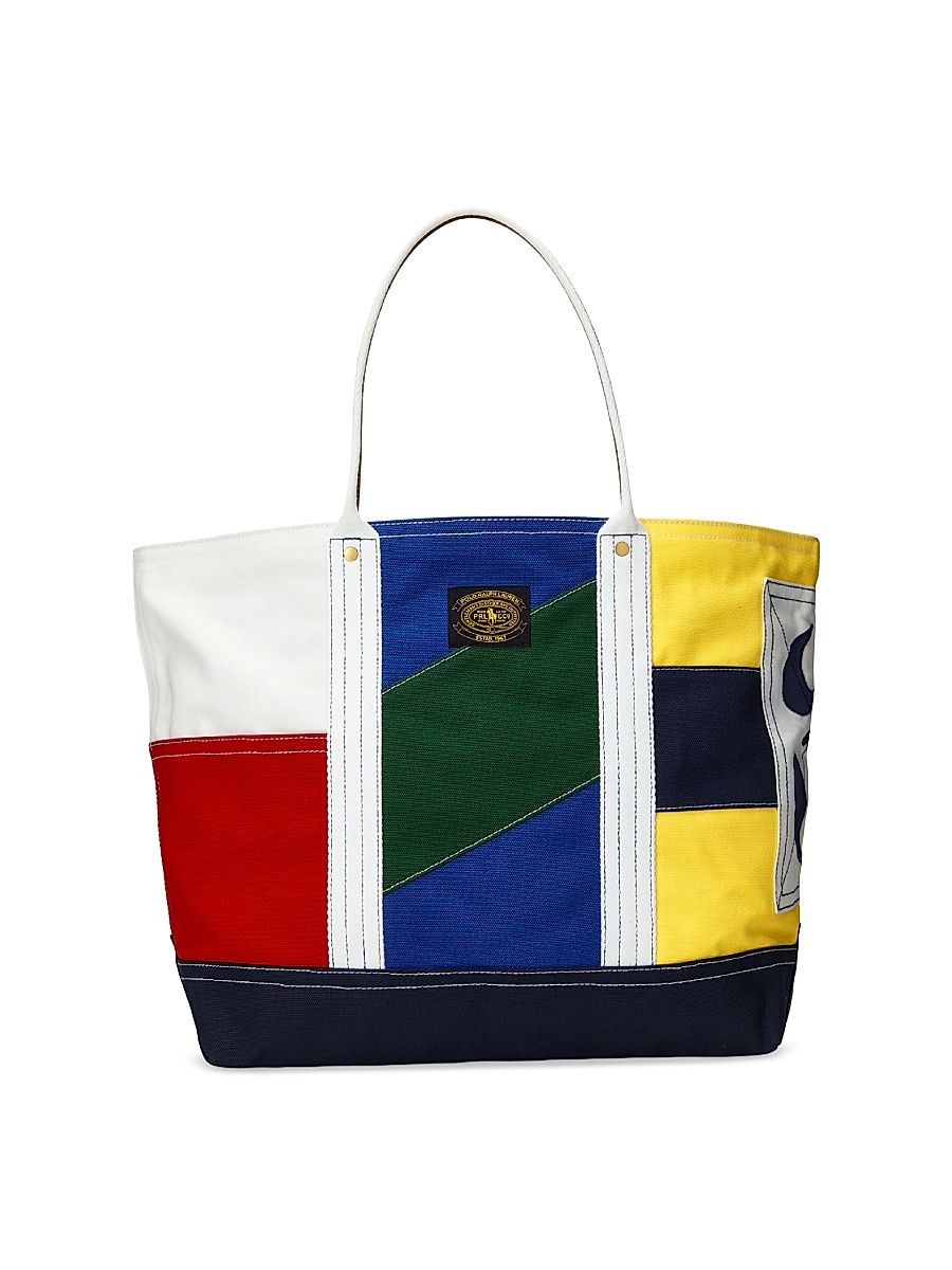 Men's Colorblocked Canvas & Leather Tote Bag