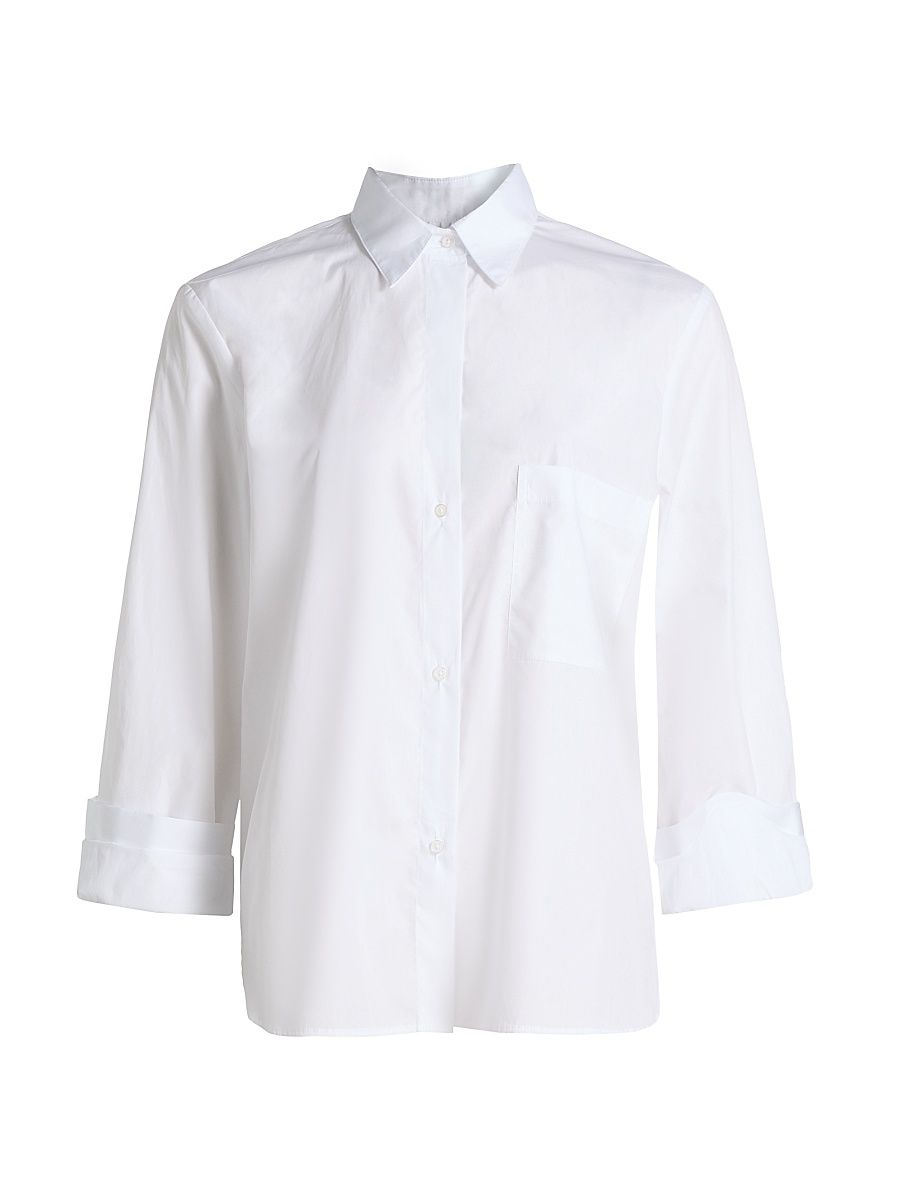 Women's Next Morning Cotton Poplin Button-Front Shirt - White - Size Medium