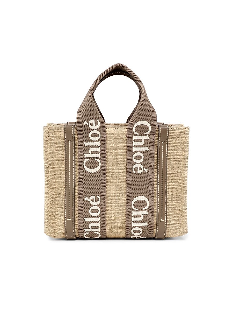 Women's Woody Logo-Strap Linen Tote Bag - Flannel Grey