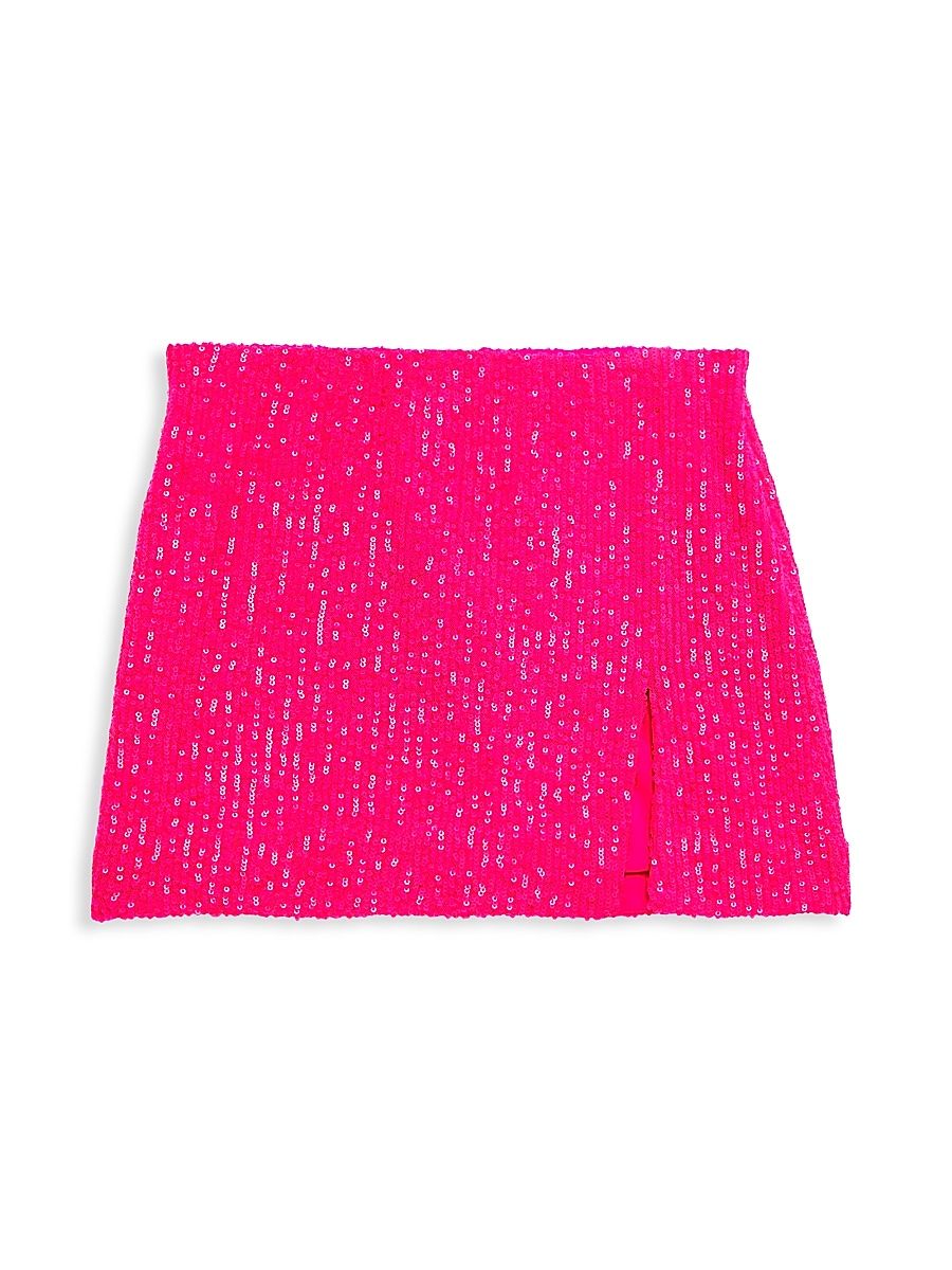 Girl's Taylor Sequin Mini Skirt - Neon Pink - Size 14