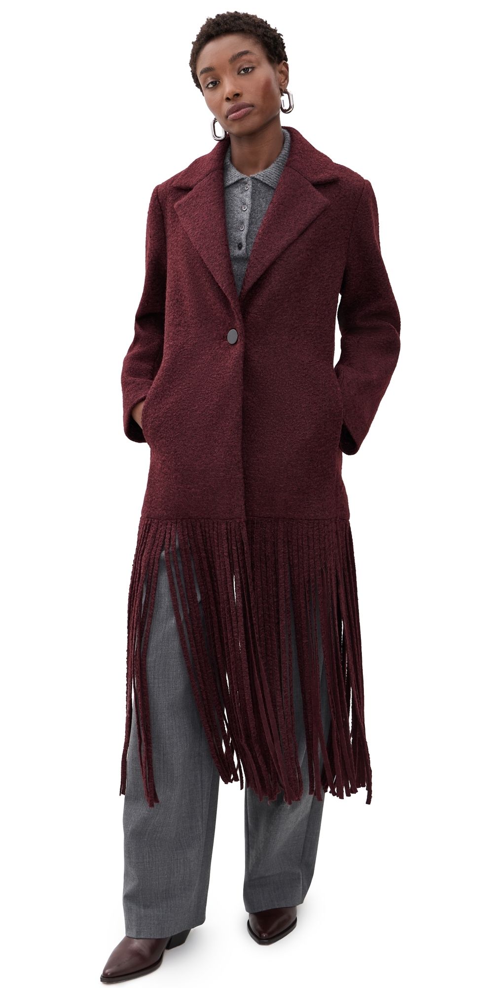 SIMONMILLER Vero Fringe Coat Bordeaux M