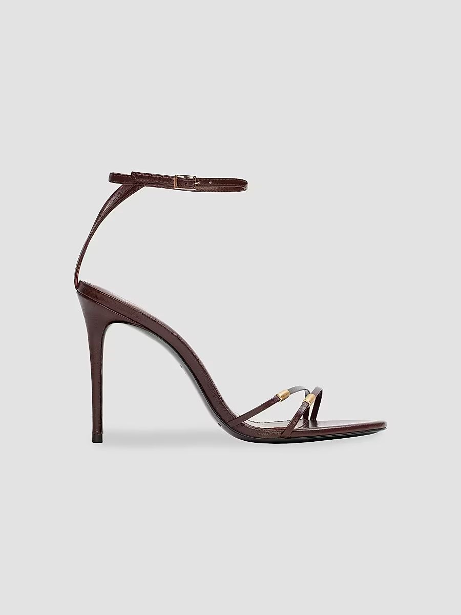 Black Suede Studio Women's Britanny 100MM Strappy Sandals - Bordeaux Leather - Size 8