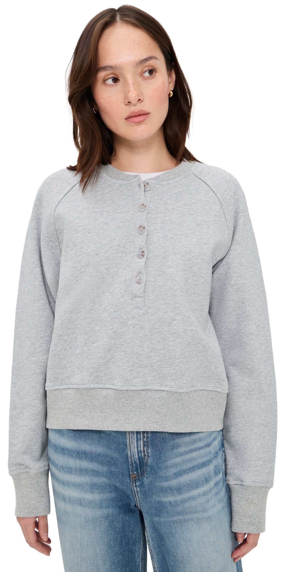 perfectwhitetee French Terry Sweatshirt Medium Heather Grey L