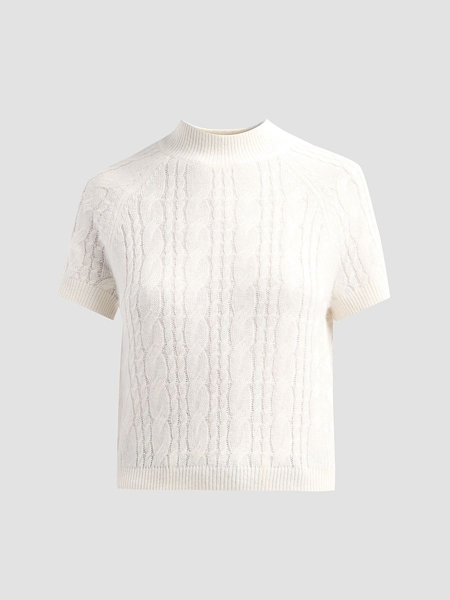 dh New York Women's Claude Cable-Knit Top - Dove - Size XS