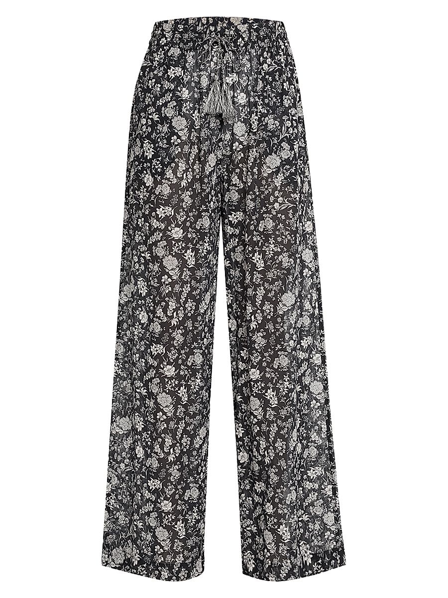 Women's Azra Floral Wide-Leg Pants - Midnight Bloom - Size XL
