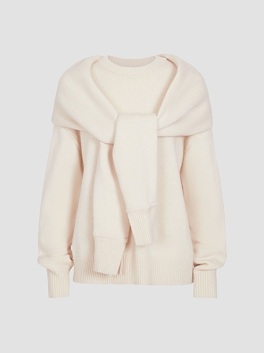 Women's Rib-Knit Cashmere Shrug Sweater - Almond Milk - Size Medium