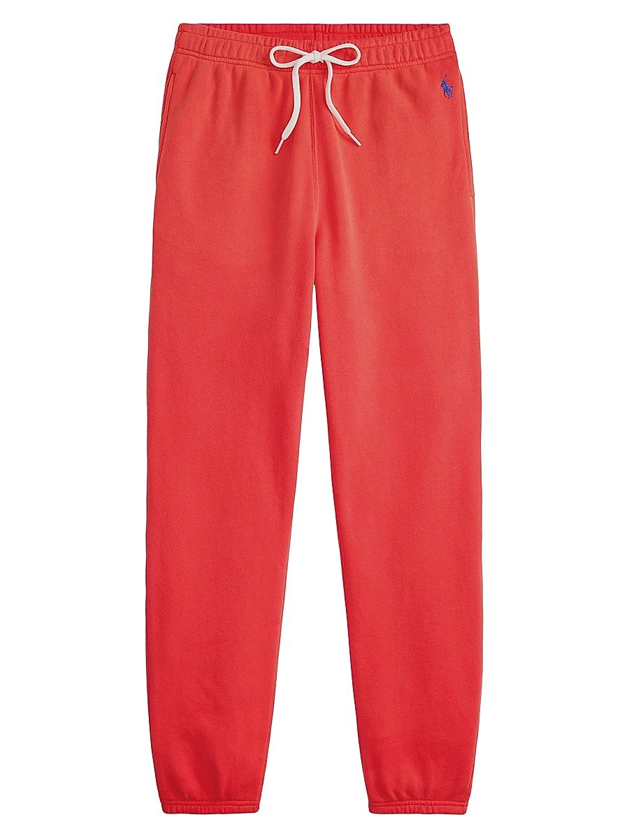 Women's Cotton-Blend Fleece Tapered-Leg Sweatpants - Bright Hibiscus - Size XL