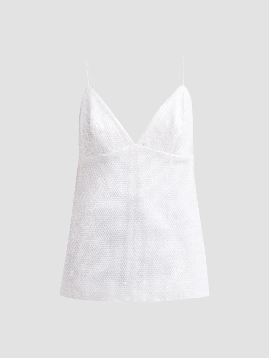 Alberta Ferretti Women's Sequin Jersey Top - White - Size 14