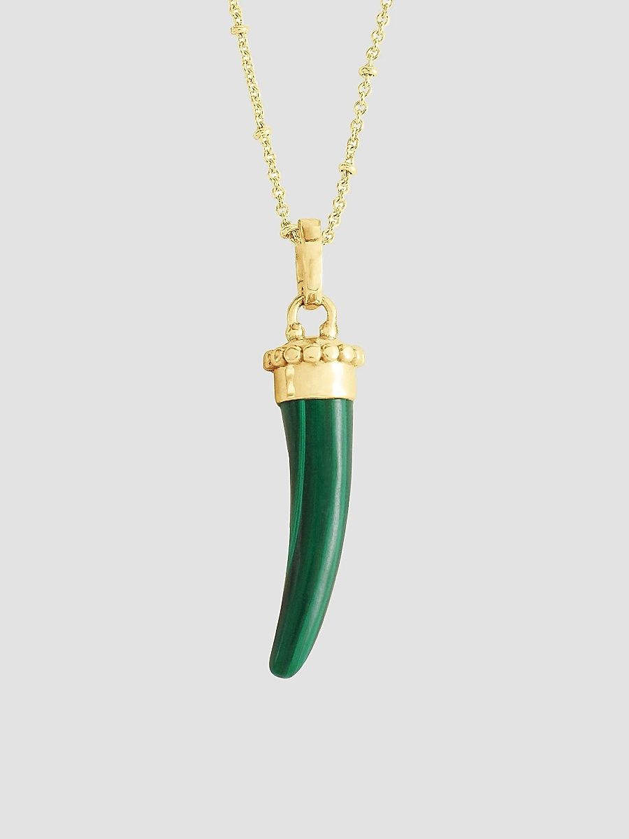Anabel Aram Women's Milos 18K-Gold-Plated & Gemstone Horn Charm - Malachite