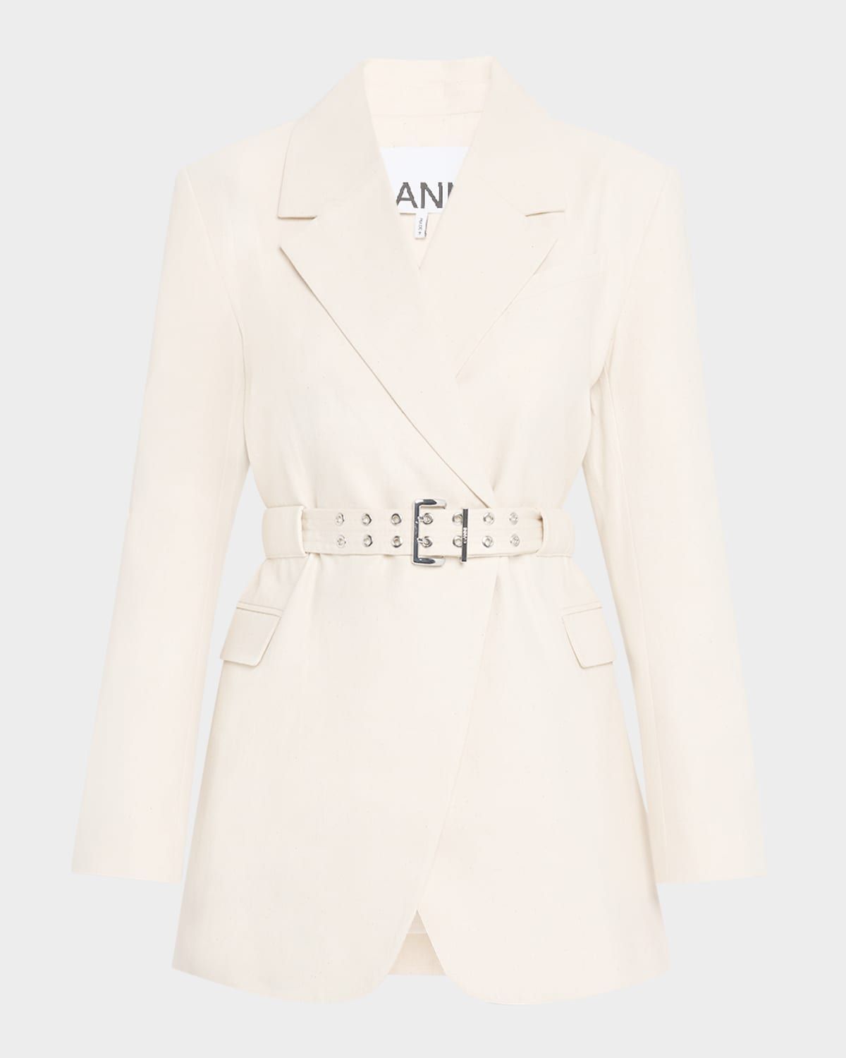 Belted Cotton Melange Blazer