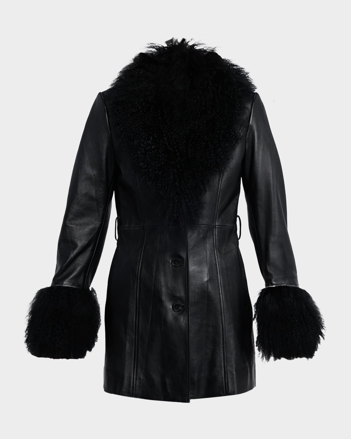 Sefa Lamb Shearling Trimmed Leather Jacket