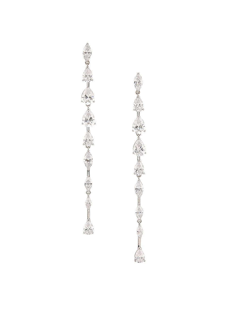 Women's Anna 18K-Gold-Plated & Cubic Zirconia Linear Earrings - Silver