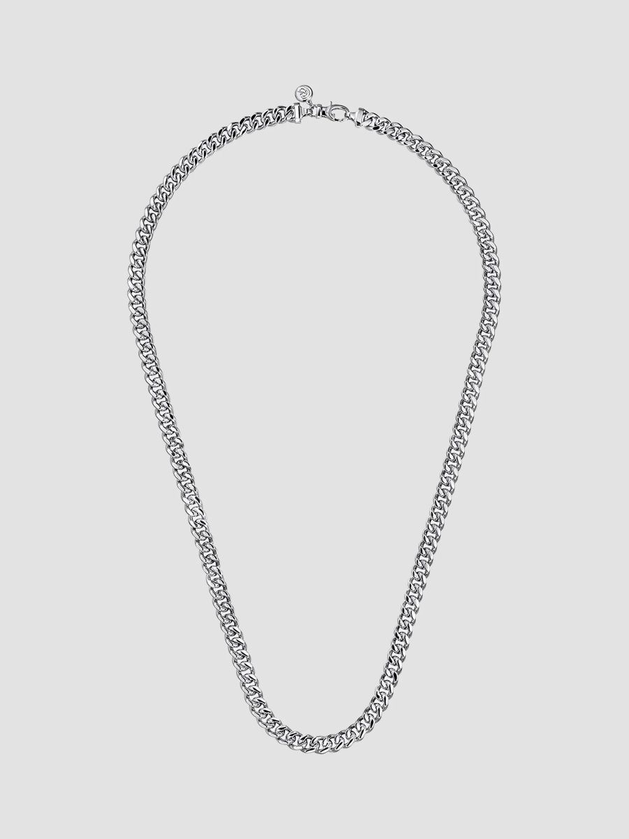 Gabriel & Co Men's Classic Sterling Silver Cuban Chain Necklace/7MM - Silver - Size 22